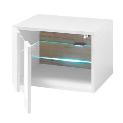 Mini Vitrine in Hochglanz Weiß 45 cm breit günstig online kaufen