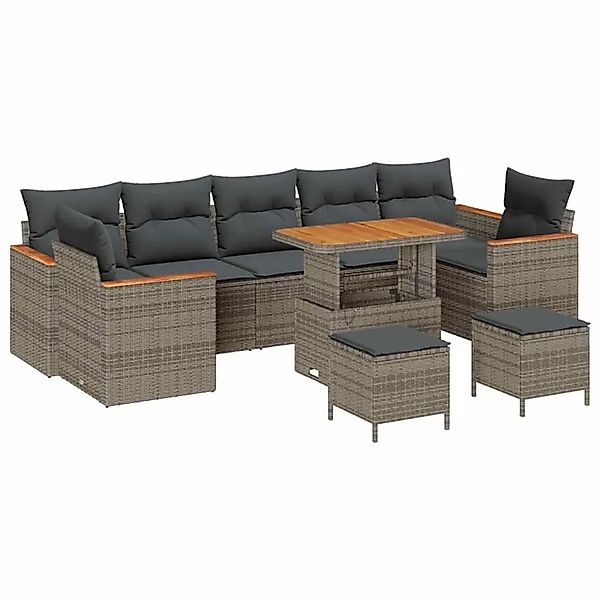 vidaXL Gartensofa-set mit Kissen 10-Tlg Grau Poly-Rattan 3364983 günstig online kaufen