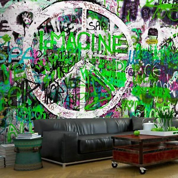 artgeist Fototapete Green Graffiti grün/weiß Gr. 150 x 105 günstig online kaufen