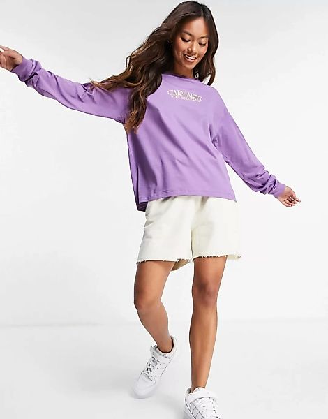 Carhartt WIP – Lässiges, langärmliges Shirt mit Logo-Violett günstig online kaufen