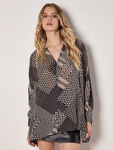 Apricot Hemdbluse Geo Patchwork Chiffon Hemd, günstig online kaufen