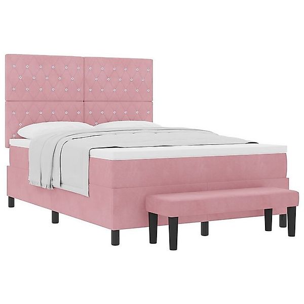 vidaXL Bett Boxspringbett mit Matratze & Bank Rosa 160x200 cm Samt (2-tlg) günstig online kaufen