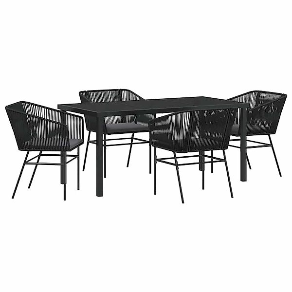 vidaXL 5-Teiliges Gartentischset mit Kissen Schwarz aus Poly Rattan 3380921 günstig online kaufen