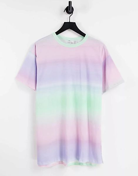 ASOS DESIGN – Strand-T-Shirt in Oversize-Passform mit Farbverlauf-Mehrfarbi günstig online kaufen