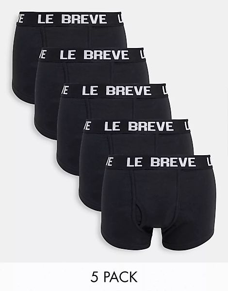 Le Breve – Unterhosen in Schwarz mit schwarzem Band im 5er-Pack günstig online kaufen