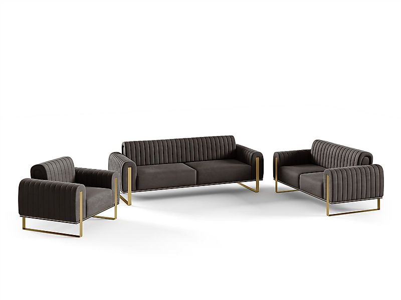 Fun Möbel Polstergarnitur Sofaset Designersofas FUN MADINA 3-2-1 in Stoff E günstig online kaufen