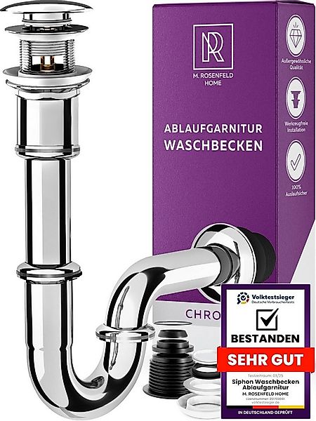 M. Rosenfeld Siphon Waschbecken Ablaufgarnitur mit Überlauf, Pop Up Ventil günstig online kaufen