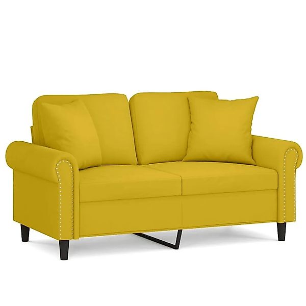 vidaXL 2-Sitzer-Sofa mit Zierkissen Gelb 120 cm Samt 3200941 günstig online kaufen