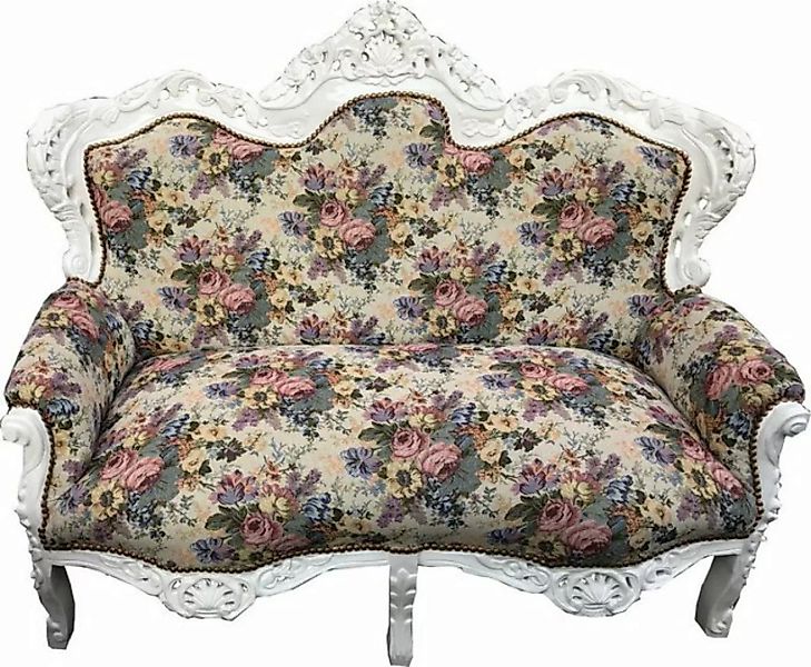 Casa Padrino 2-Sitzer Barock 2er Sofa Master Blumen Muster / Weiss - Möbel günstig online kaufen