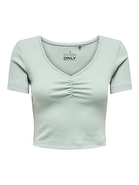 ONLY Kurzarmshirt ONLBETTY LIFE S/S SCALLOP V-NECK CC JRS mit Raffung am Au günstig online kaufen