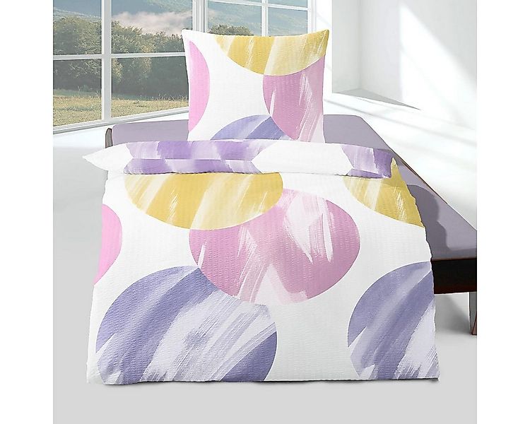 TRAUMSCHLAF Bettwäsche Kreise, Seersucker, 2 teilig, bügelfreie Seersucker günstig online kaufen