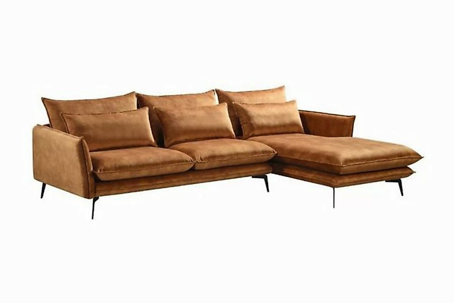 KAWOLA Ecksofa SKYE, Couch L-Form rechts Velvet cognac 293x175 cm günstig online kaufen