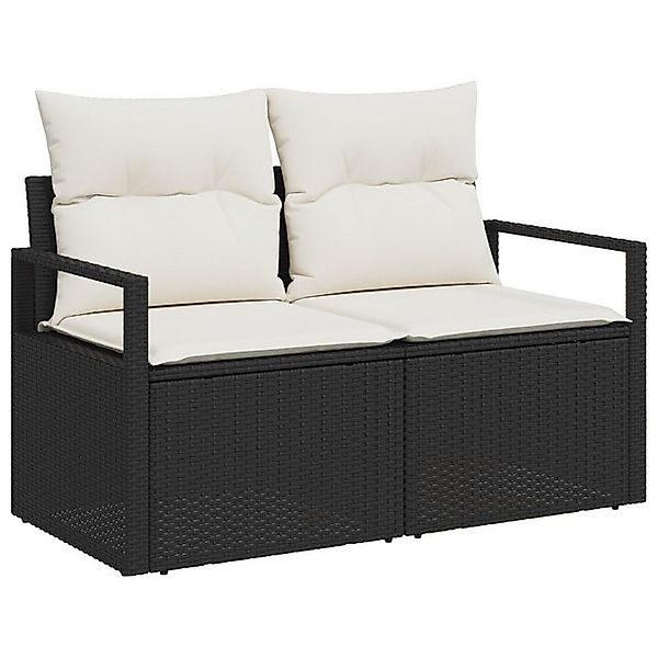 vidaXL Loungesofa Gartensofa 2-Sitzer mit Kissen Schwarz Poly Rattan, 1 Tei günstig online kaufen