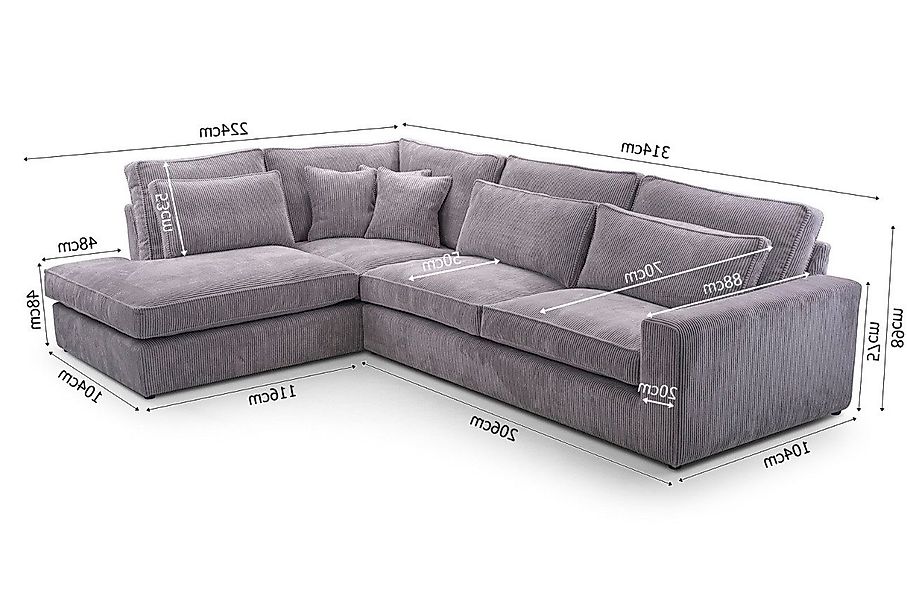 AN-MOEBEL4U Ecksofa COMFORTO STANDARD CORD 314 günstig online kaufen
