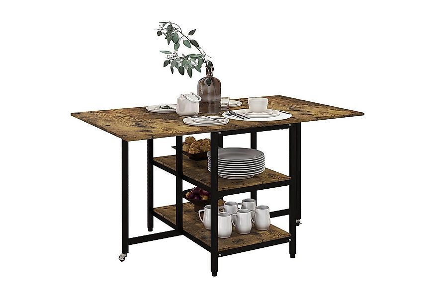 HOMCOM Klapptisch Küchentisch mit 2 Ablagen für 2-6 Personen (Wohnzimmertis günstig online kaufen