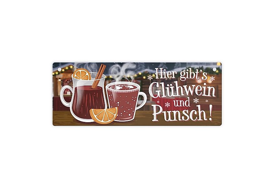 speecheese Metallschild Hier gibts Glühwein und Punsch Metallschild günstig online kaufen