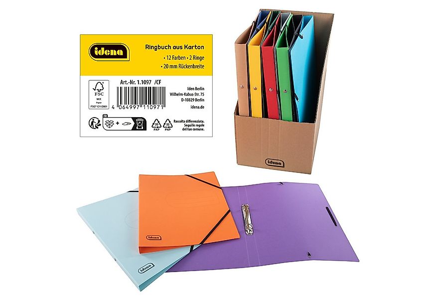 Idena Ringbuchmappe Idena Eco Display Ringbücher 2 Ringe DIN A4 20mm 12 Stü günstig online kaufen