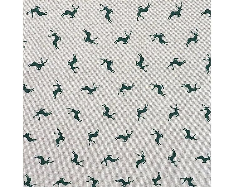 Stofferia Stoff Dekostoff Leinenoptik Weihnachten Kleiner Hirsch Grün, Brei günstig online kaufen
