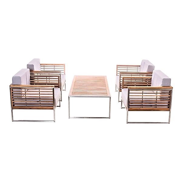 Jet-Line Gartenlounge Artemis II aus Akazienholz und Edelstahl Tisch und 4 günstig online kaufen