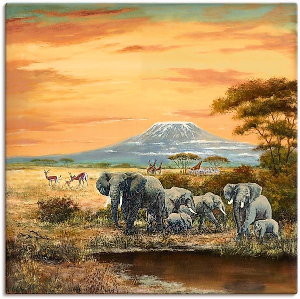 Artland Wandbild »Afrikalandschaft mit Elefanten«, Wildtiere, (1 St.), als günstig online kaufen