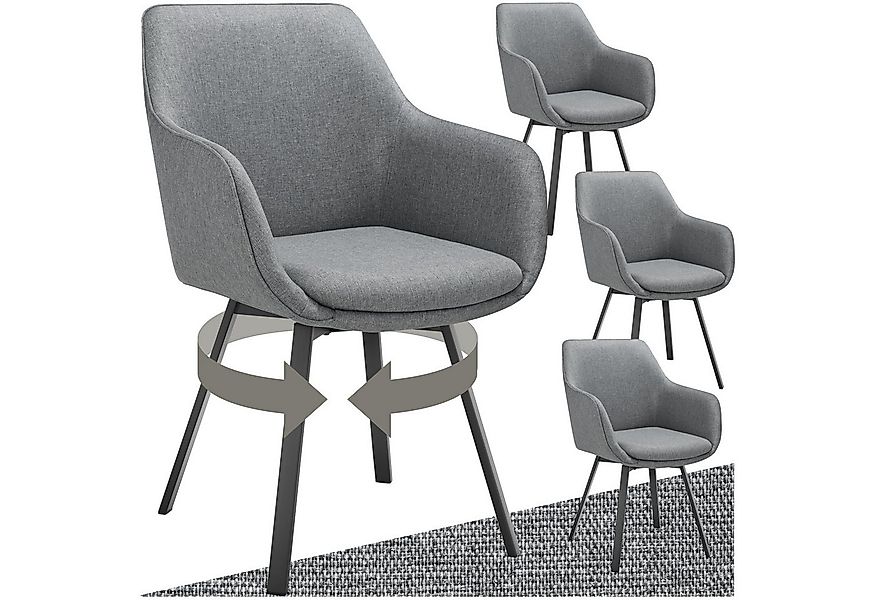 tectake Esszimmerstuhl Drehbarer Armlehnstuhl Alicon, gepolstert (Set, 4 St günstig online kaufen