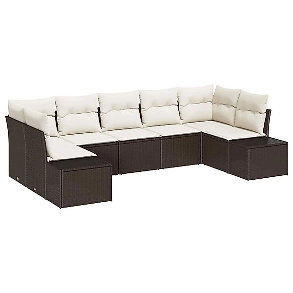 vidaXL Garten-Sofa-Set mit Kissen 7-Tlg Braun Poly Rattan 3347208 günstig online kaufen