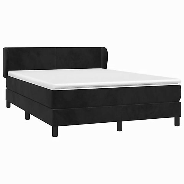 furnicato Bett Boxspringbett mit Matratze Schwarz 140x190 cm Samt (1-tlg) günstig online kaufen