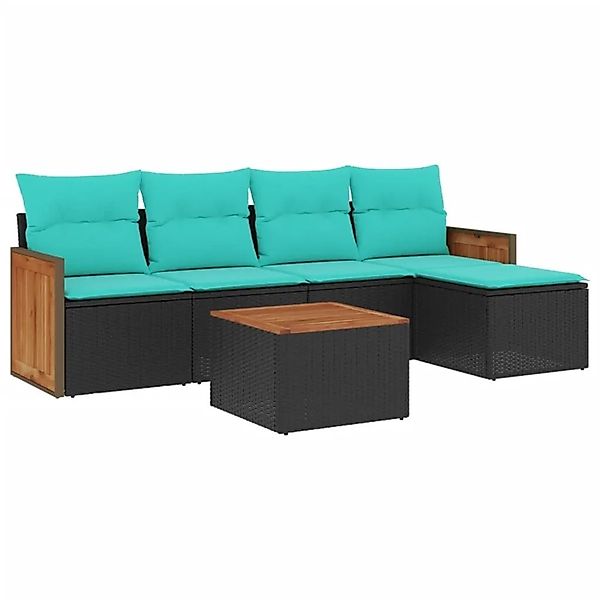 vidaXL 6-Tlg Gartensofa-Set mit Kissen Schwarz Polyrattan 3227604 günstig online kaufen