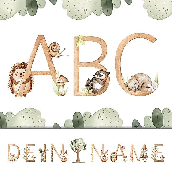 Sunnywall Wandtattoo Buchstaben ABC Waldtiere Aufkleber günstig online kaufen