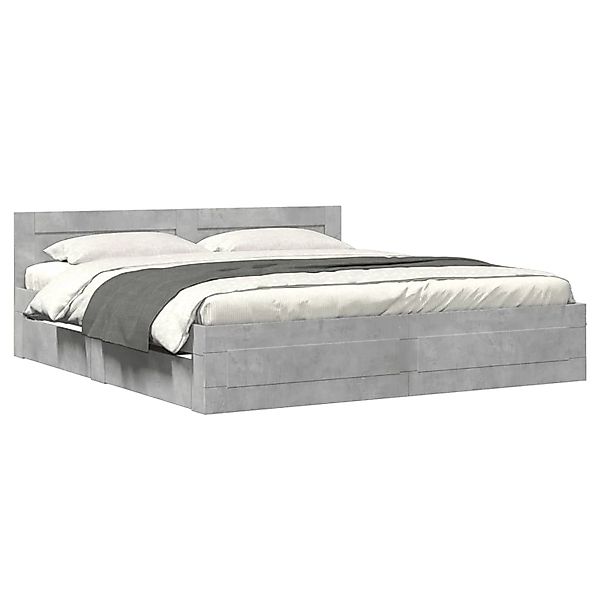 vidaXL Bettgestell mit Kopfteil Betongrau 200x200 cm Holzwerkstoff2108022 günstig online kaufen