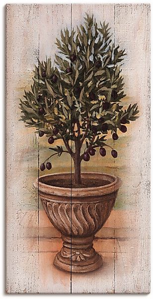 Artland Leinwandbild "Olivenbaum mit Holzoptik" Pflanzen 1 Stk. tlg. auf Ke günstig online kaufen