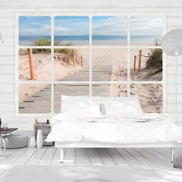 artgeist Fototapete Window & beach mehrfarbig Gr. 250 x 175 günstig online kaufen