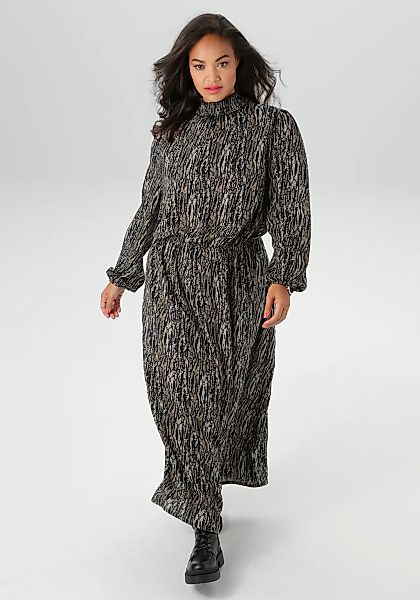 Aniston PLUS Druckkleid, mit gesmoktem Stehtkragen - NEUE KOLLEKTION günstig online kaufen