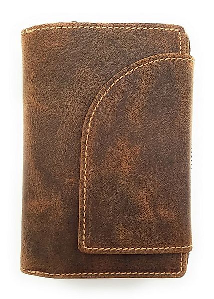 JOCKEY CLUB Geldbörse Damen Portemonnaie aus Hunterleder, Braun, RFID-Schut günstig online kaufen