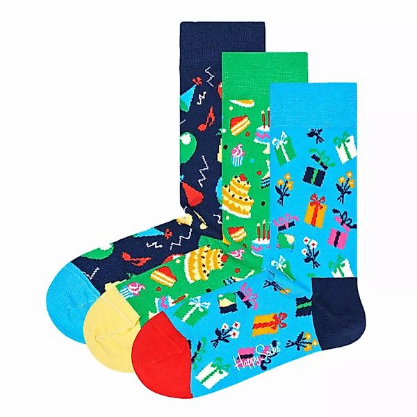 Happy Socks 3er Pack Unisex Socken - Geburtstag, Geschenkbox, Farbmix günstig online kaufen