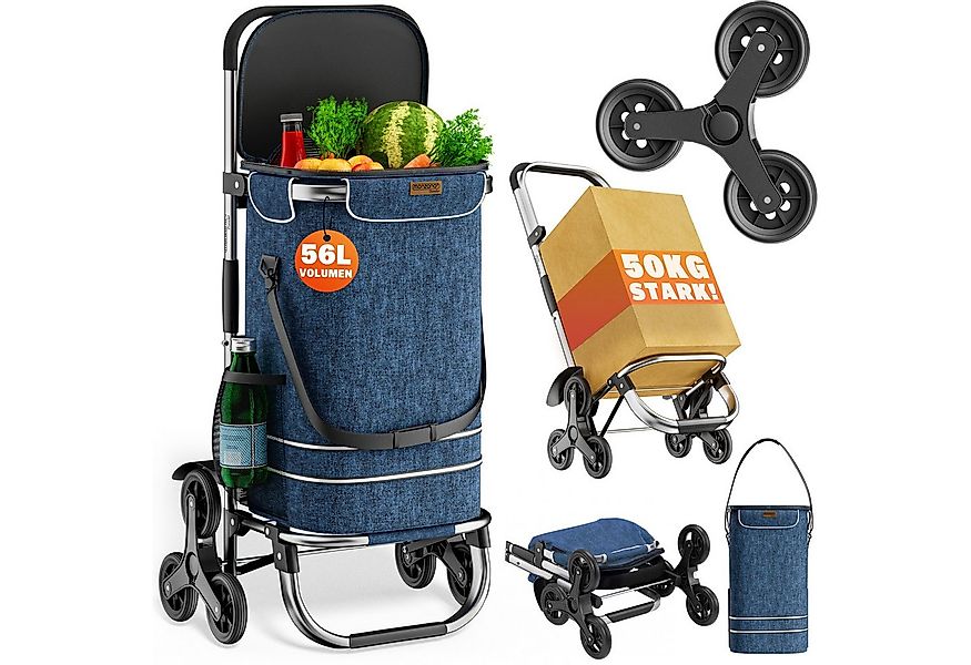 monzana Einkaufstrolley, komplett zusammenklappbar (auch mit Tasche), innen günstig online kaufen