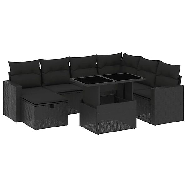 vidaXL 8-Tlg Garten-Sofagarnitur mit Kissen Schwarz Poly Rattan 3274835 günstig online kaufen