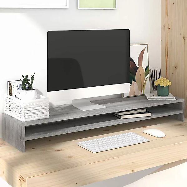 Vidaxl Monitorständer Grau Sonoma 100x24x13 Cm Holzwerkstoff günstig online kaufen