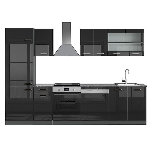 Vicco Küchenzeile R-Line, Schwarz Hochglanz/Anthrazit, 300 günstig online kaufen