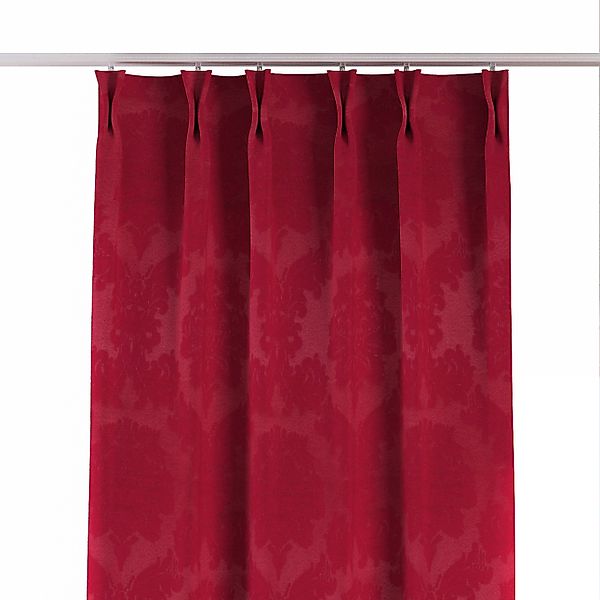 Vorhang mit flämischen 2-er Falten, rot , Damasco (613-13) günstig online kaufen