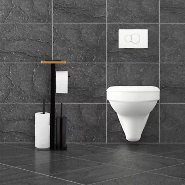 relaxdays WC Garnitur 3in1 mit Ablage schwarz günstig online kaufen