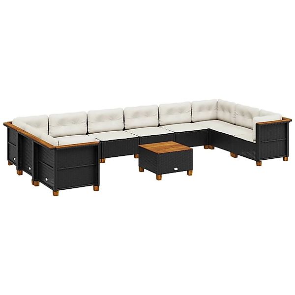 vidaXL 11-tlg Garten-Sofagarnitur mit Kissen Schwarz Poly Rattan Modell 132 günstig online kaufen