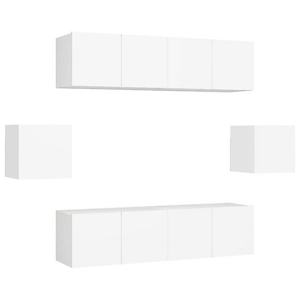 vidaXL TV-Schrank 6-tlg. TV-Board-Set Weiß Holzwerkstoff günstig online kaufen