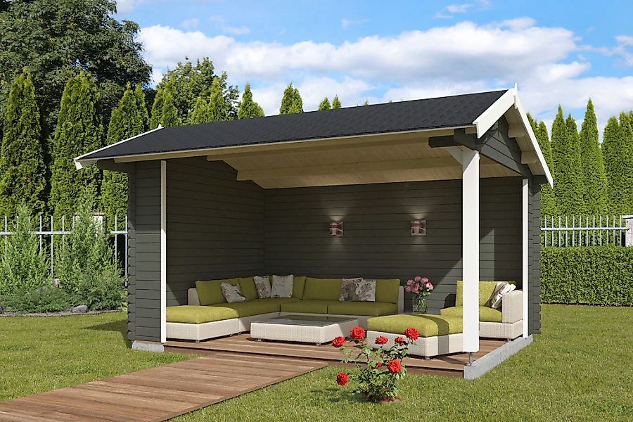 Nordic Holz Gartenhaus "San Diego", (Unterstand inkl. Rückwand) günstig online kaufen