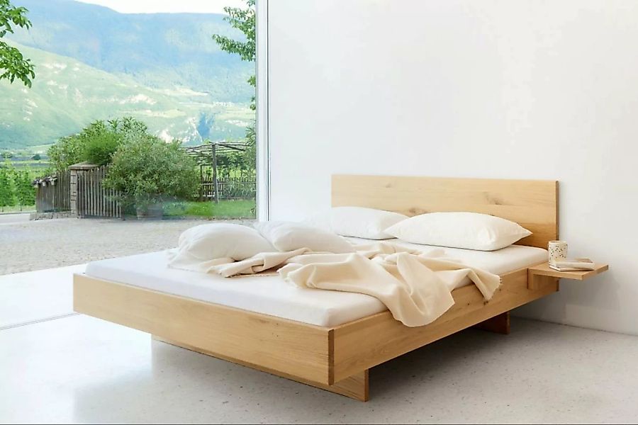 Natur24 Bett Doppelbett New York 200x200cm in Buche Natur lackiert mit Kopf günstig online kaufen