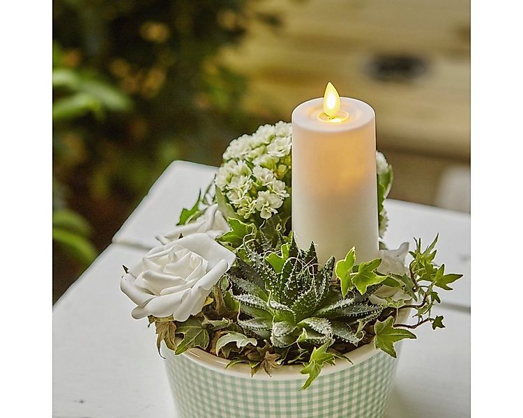 MARELIDA LED-Kerze Stumpenkerze bewegte Flamme H: 11,5cm Batterie Timer für günstig online kaufen