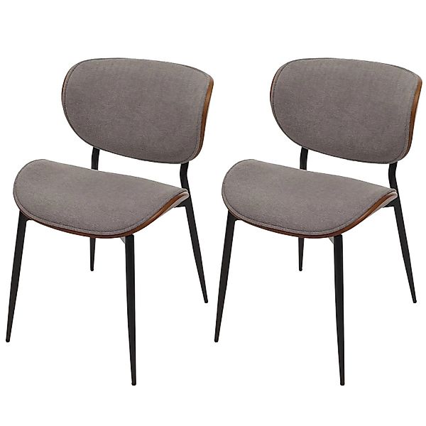 MCW Esszimmerstuhl O45 2er-Set Walnuss-Optik Hellgrau günstig online kaufen