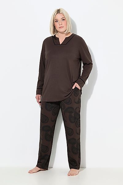 Ulla Popken Pyjama Pyjama Paisleymuster Tunika-Ausschnitt günstig online kaufen