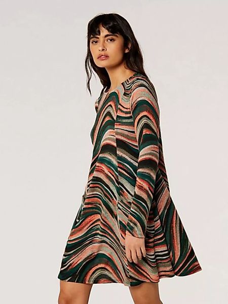 Apricot Minikleid Painterly Swirl Swing Cuta Dress, mit aufgesetzten Tasche günstig online kaufen