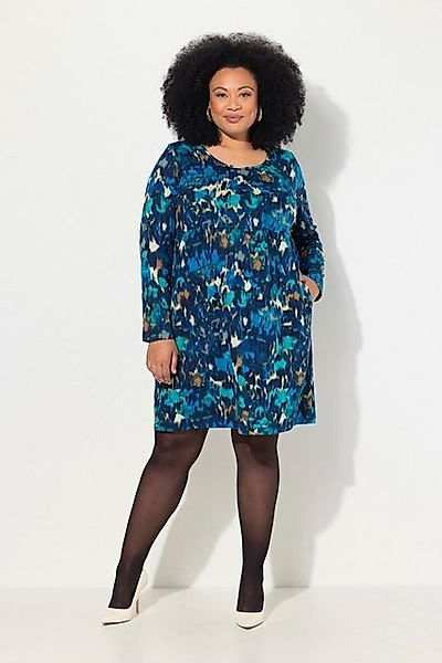 Ulla Popken Midikleid Jerseykleid A-Linie Rundhals Langarm günstig online kaufen